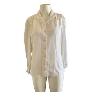 Jessica West Judy Bond women's medium button up pleated white cream long sleeve